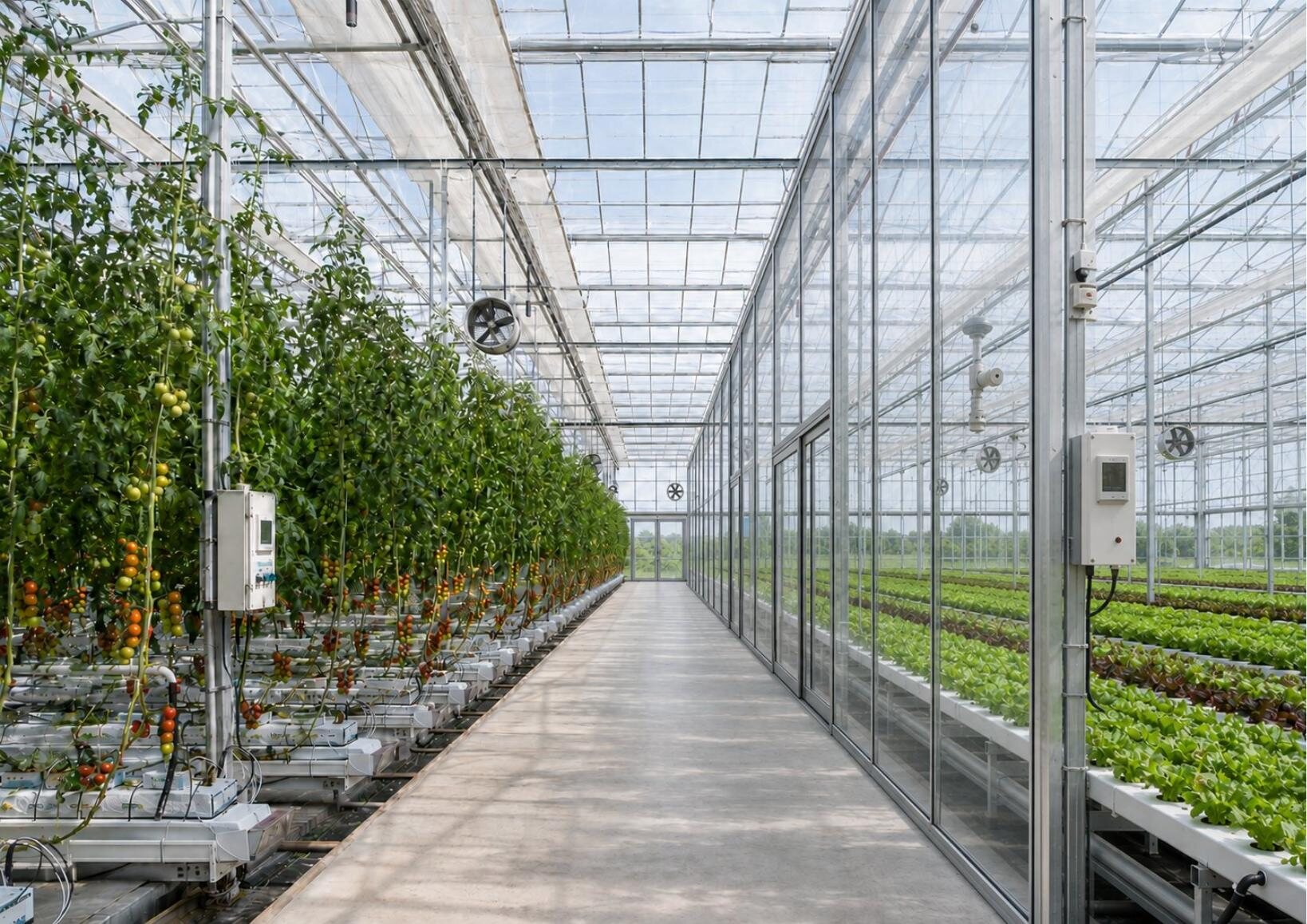 Modern controlled-environment agriculture greenhouse