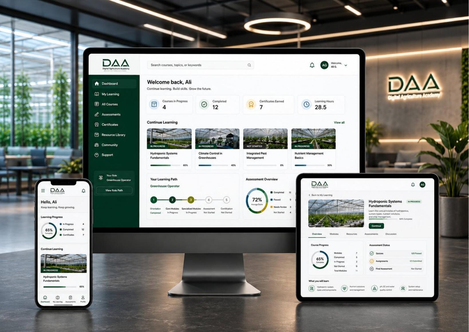 DAA digital learning concept